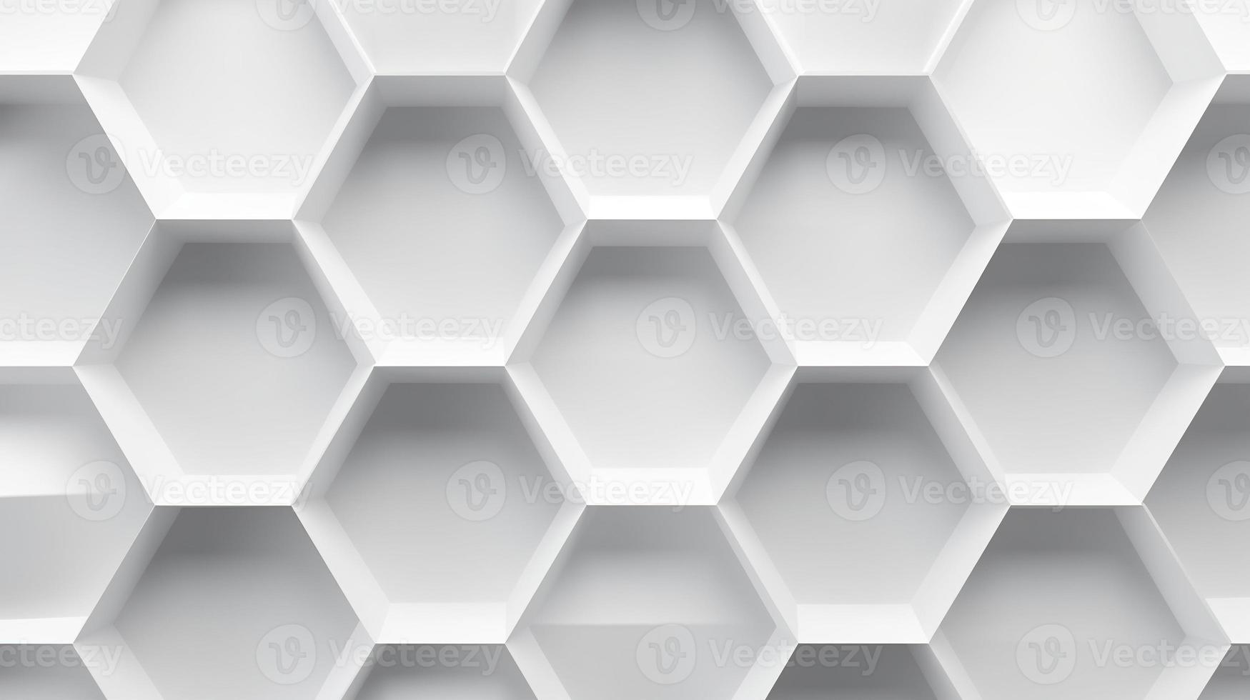 Abstract 3d rendering of white hexagons. Futuristic background photo