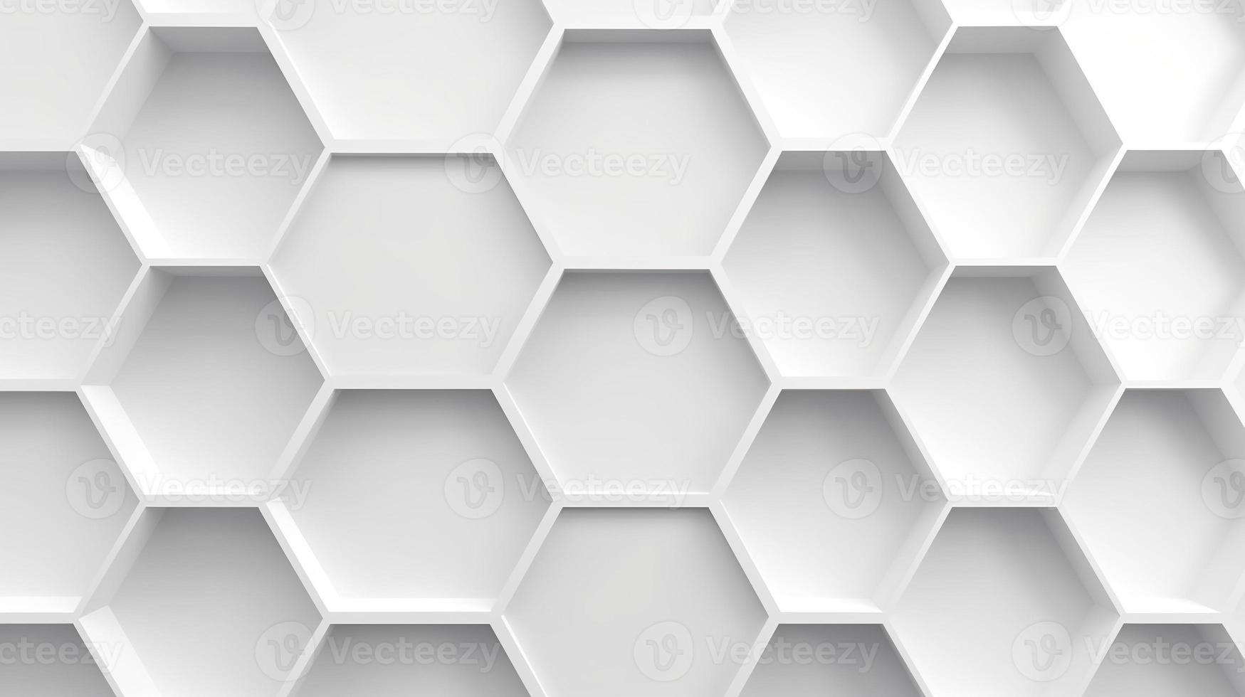 Abstract 3d rendering of white hexagons. Futuristic background photo