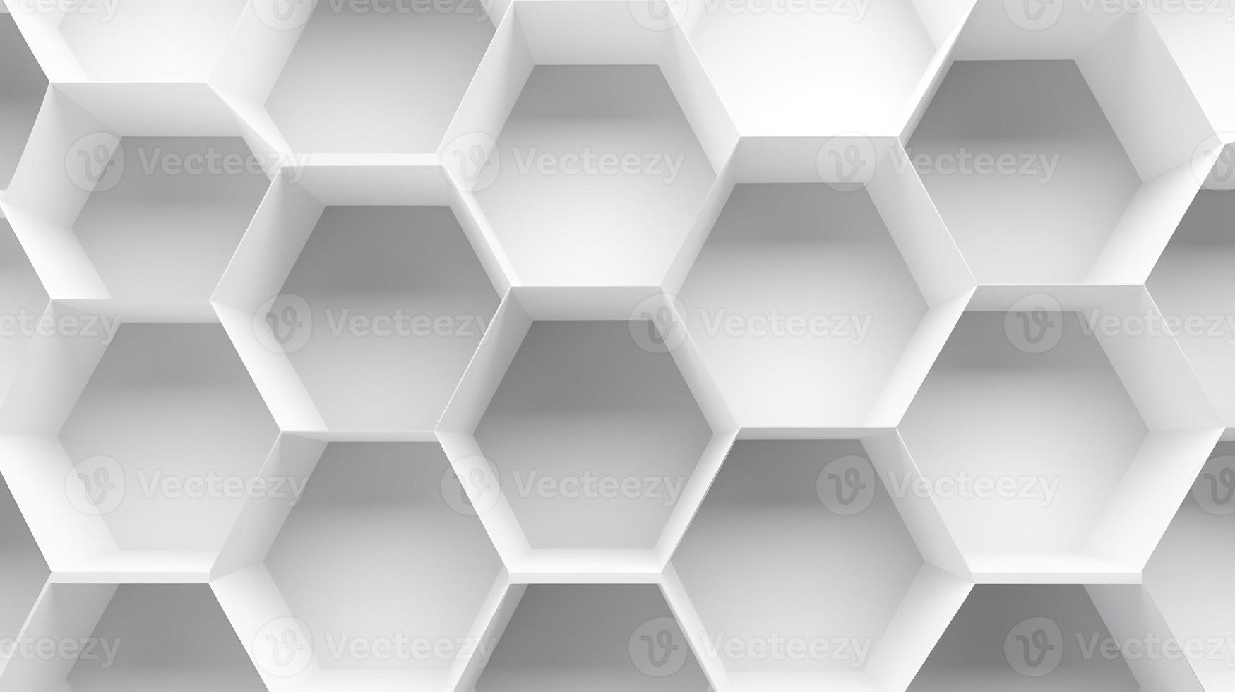 Abstract 3d rendering of white hexagons. Futuristic background photo