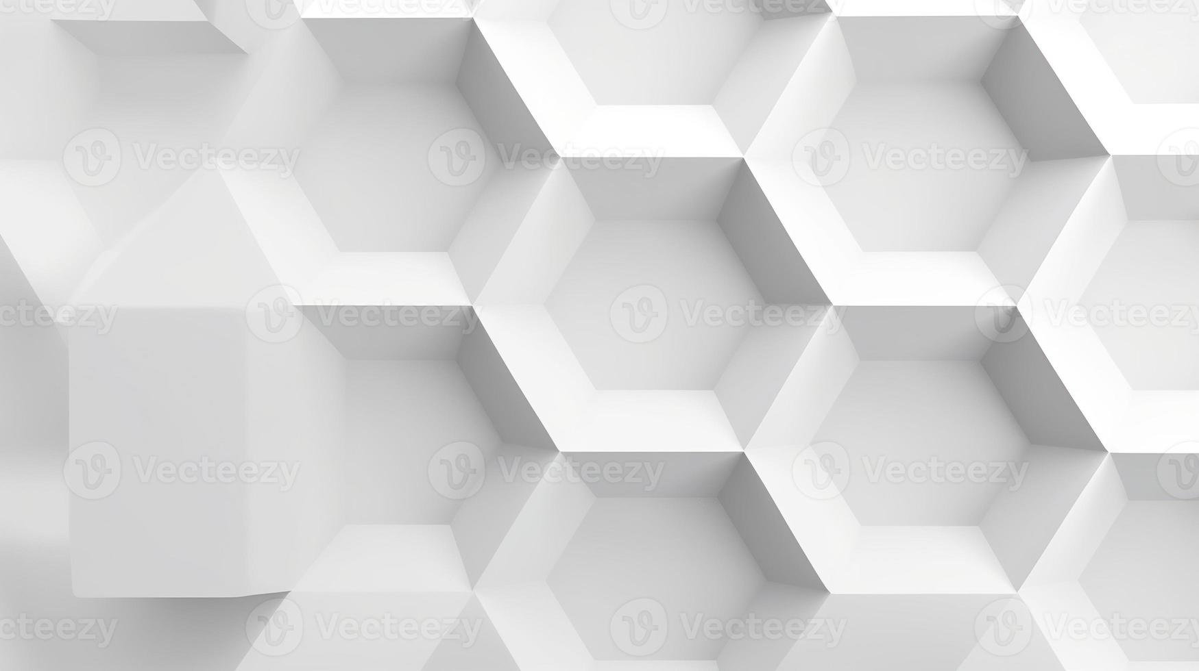 Abstract 3d rendering of white hexagons. Futuristic background photo