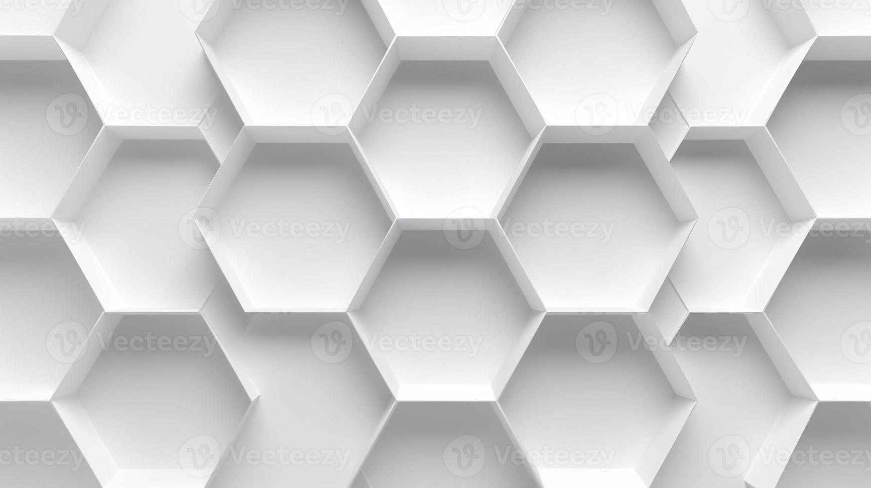 Abstract 3d rendering of white hexagons. Futuristic background photo