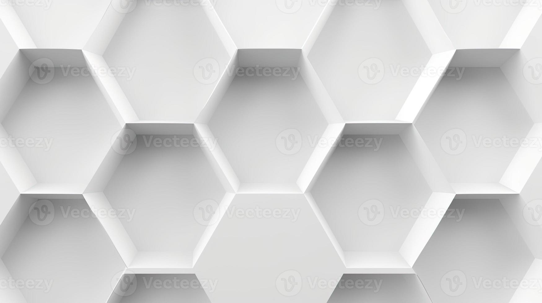 Abstract 3d rendering of white hexagons. Futuristic background photo