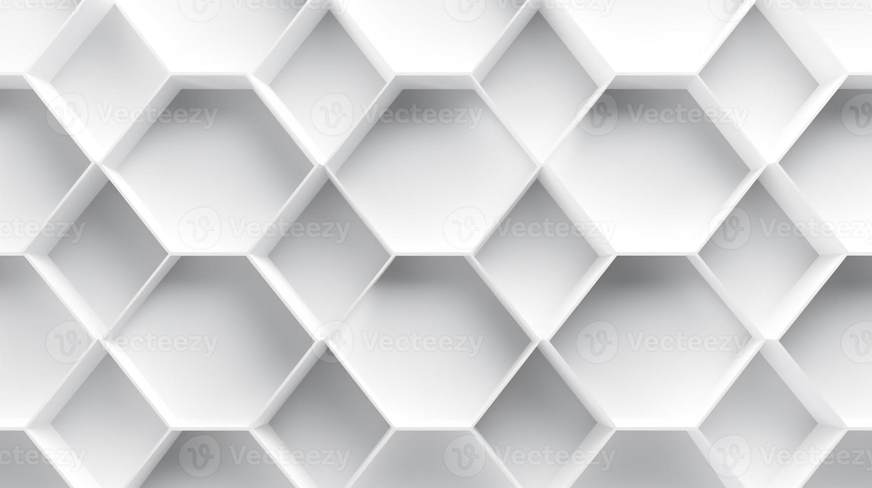 Abstract 3d rendering of white hexagons. Futuristic background photo