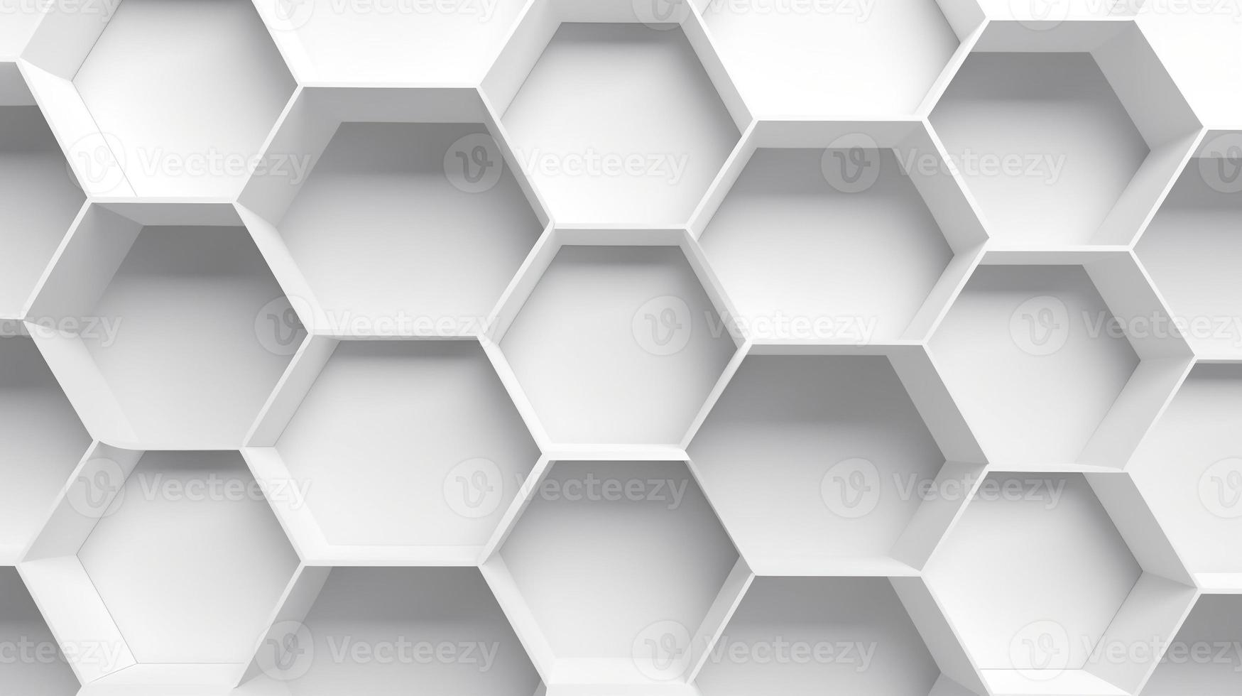 Abstract 3d rendering of white hexagons. Futuristic background photo