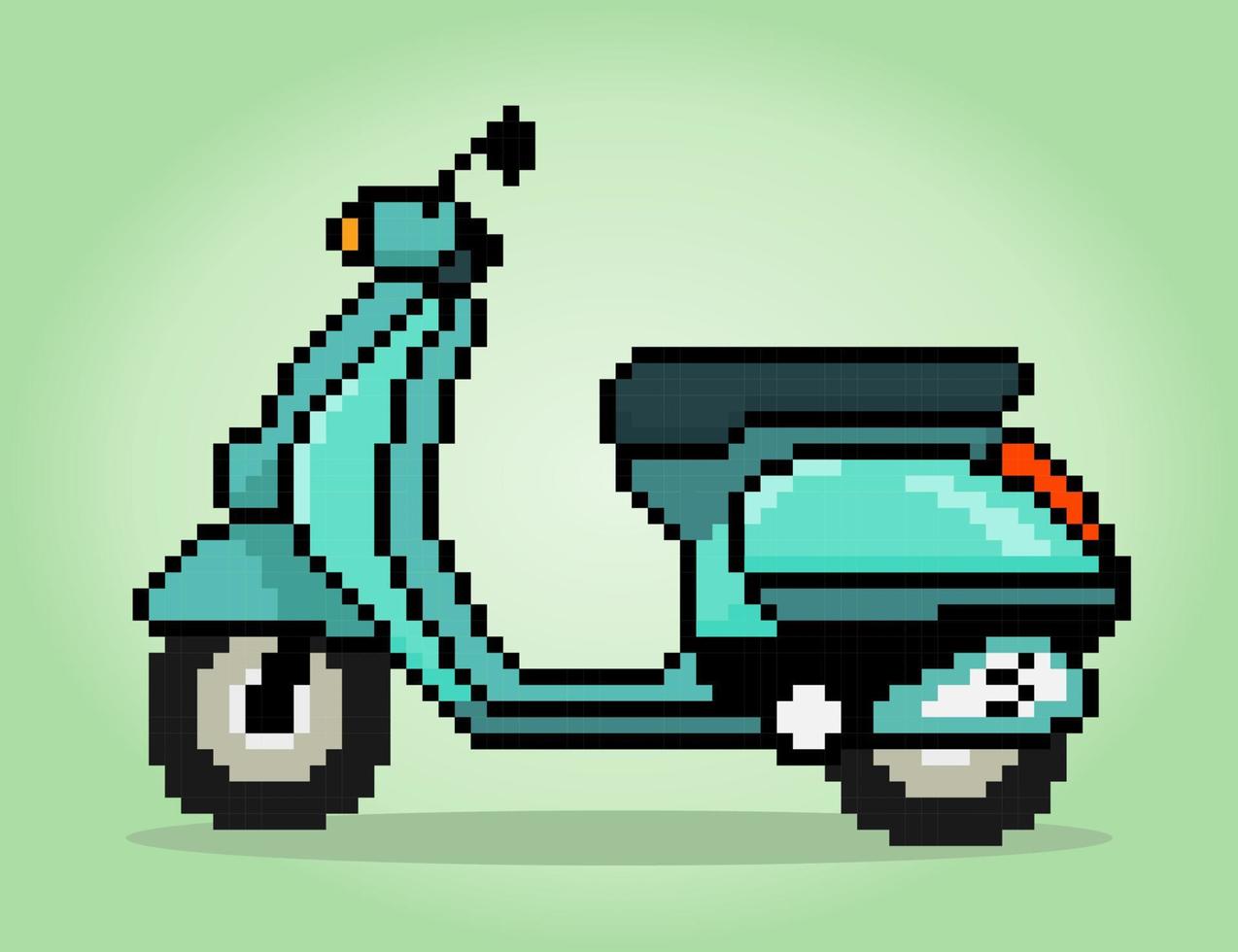 8 poco píxel scooter motor en vector ilustraciones para juego bienes o cruzar puntada patrones.