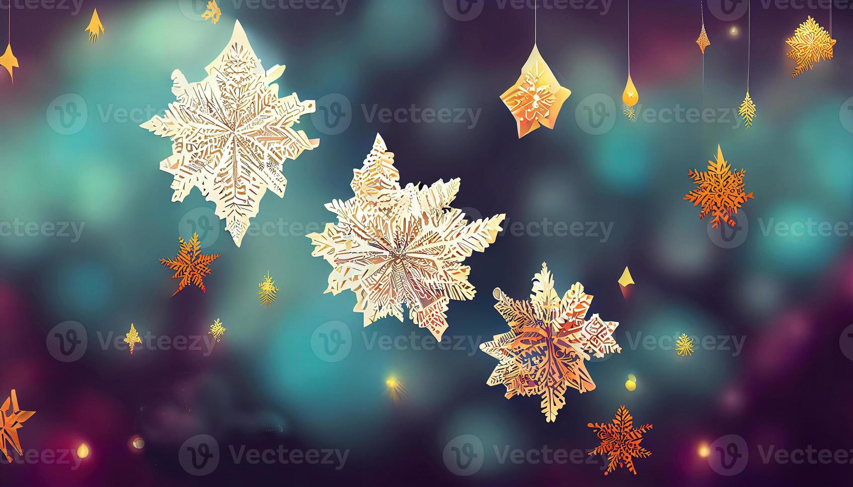 Christmas background with snow-covered Christmas tree. Generative Ai photo