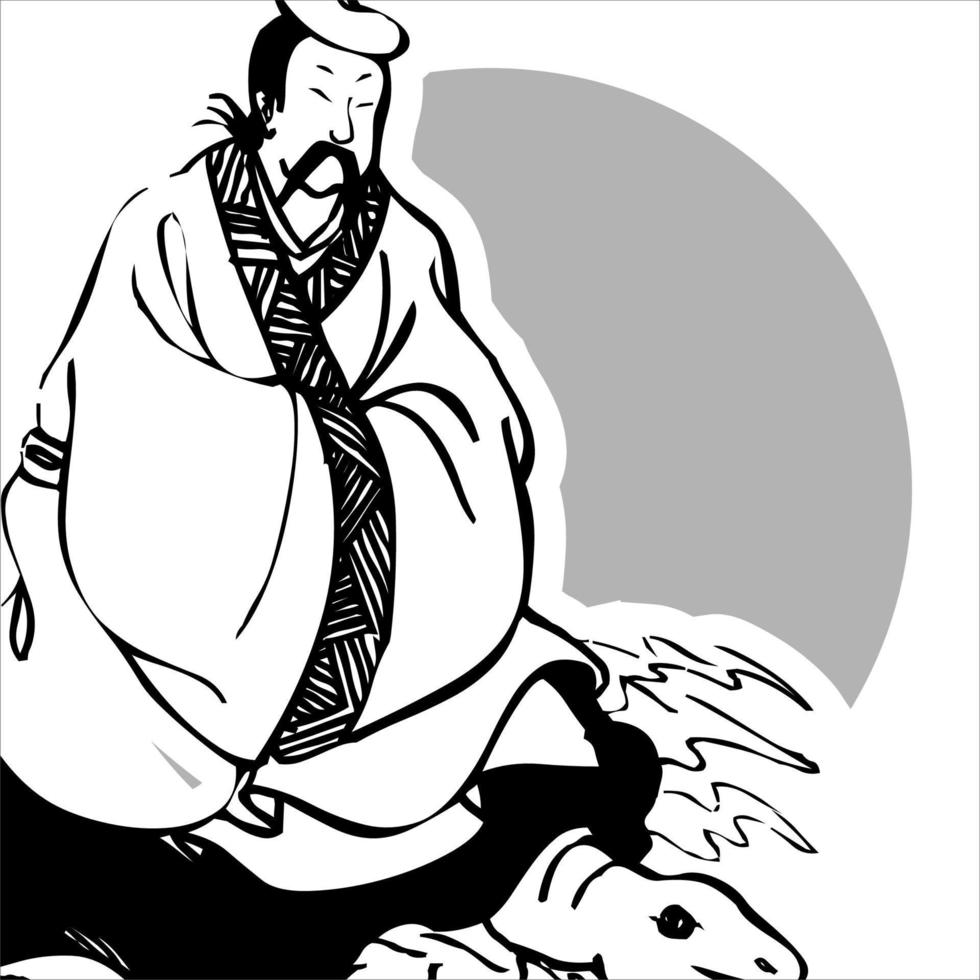 dibujado a mano dibujos animados caracteres. deidad sancionando fu lu gritar dibujos animados chino Dibujo a mano estilo. chino mítico personaje vector