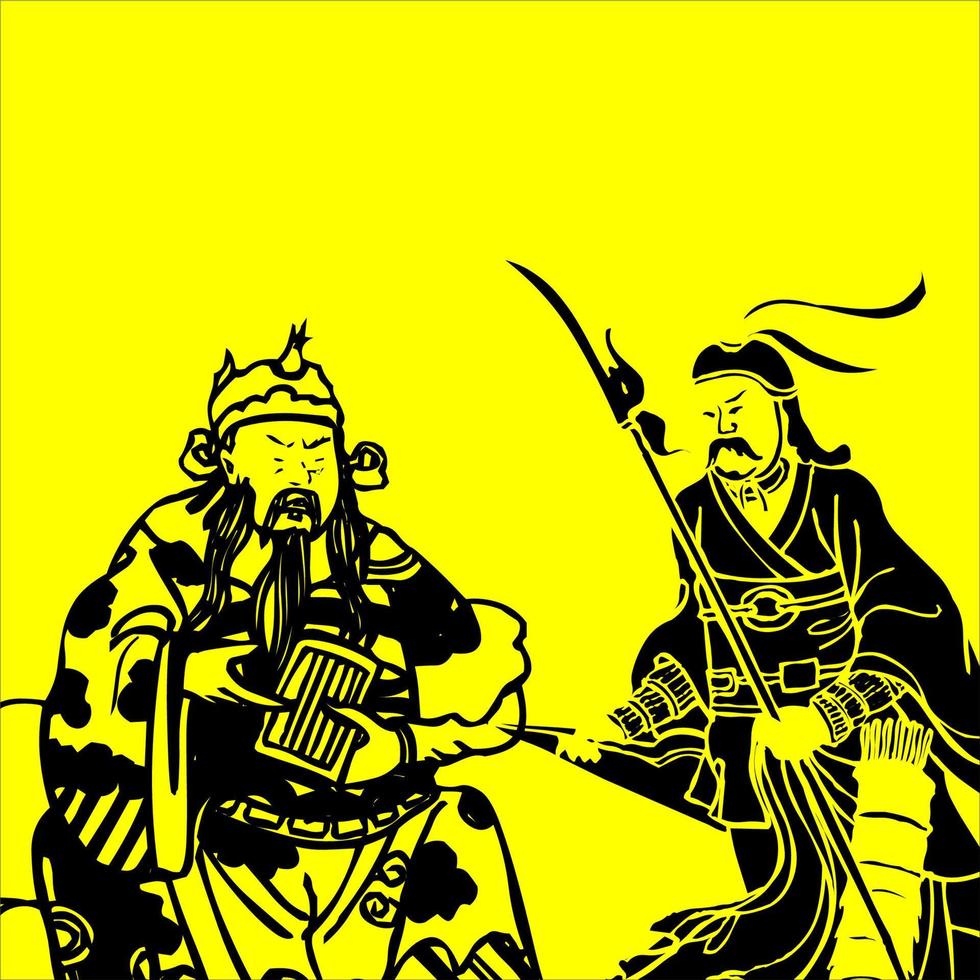 Hand-drawn Cartoon Characters. Diety Sanxing Fu Lu Shou Cartoon Chinese hand-drawing style. chinese mythical character vector