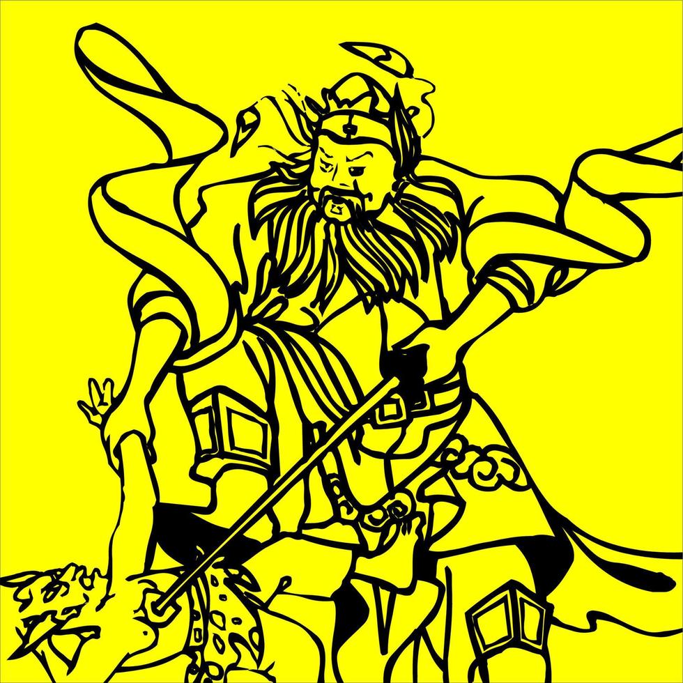 Hand-drawn Cartoon Characters. Diety Sanxing Fu Lu Shou Cartoon Chinese hand-drawing style. chinese mythical character vector