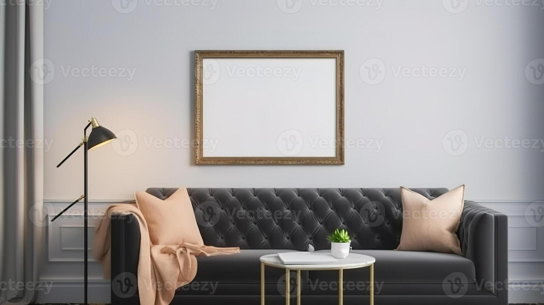 Mockup frame close up in living room interior background. photo