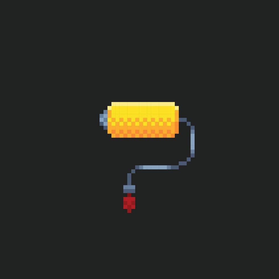 roller brush in pixel art style vector