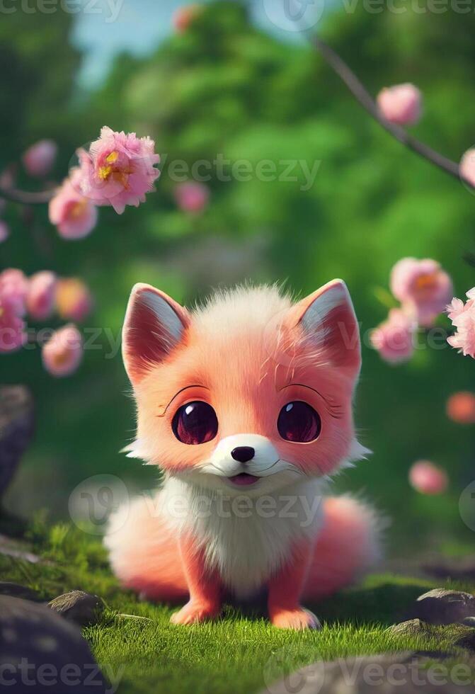 A cute and cute little pink fox. photo