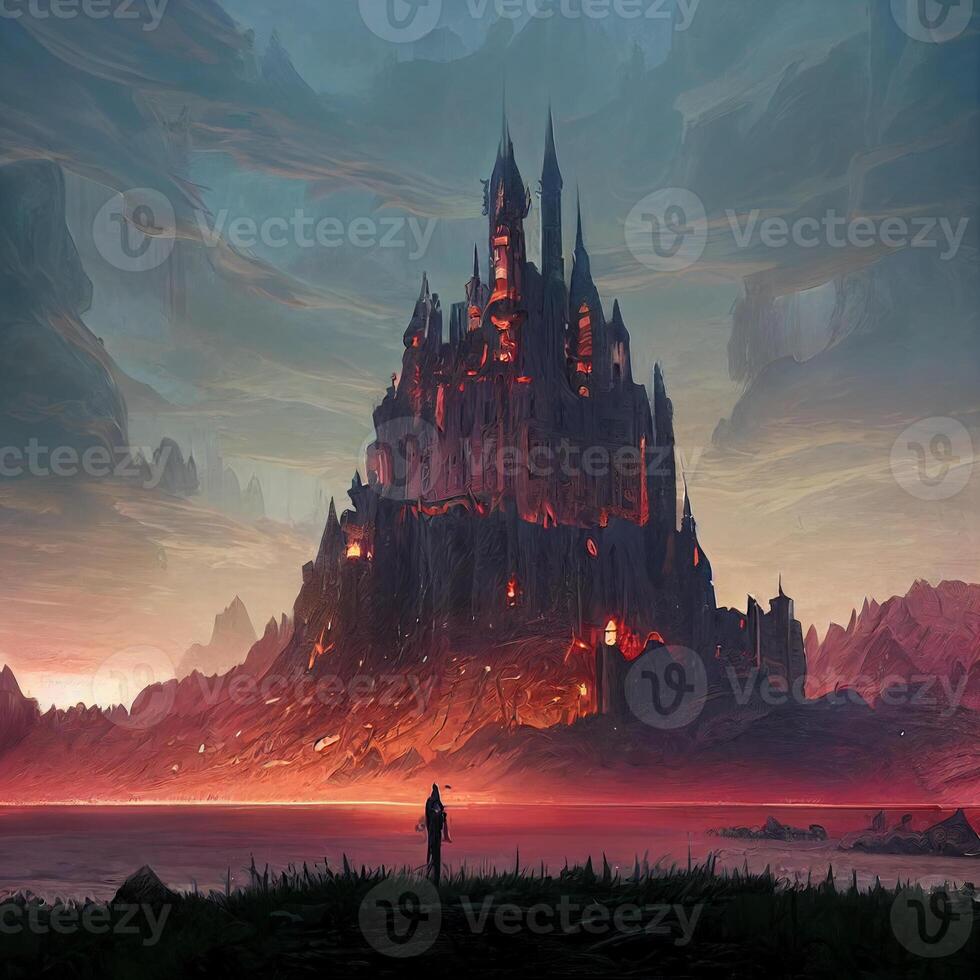 Professional ominous concept art of a massive fantasy. photo