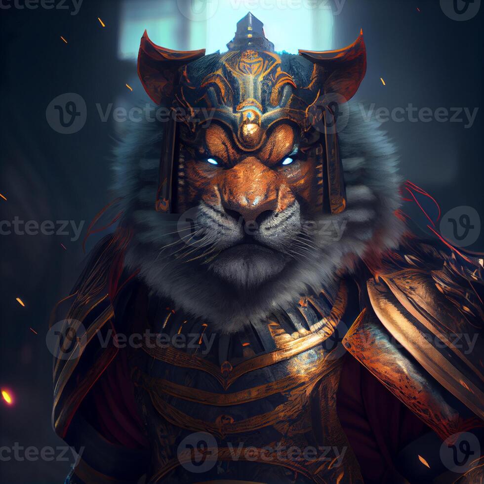 Powerful anthropamorphic tiger warrior. photo