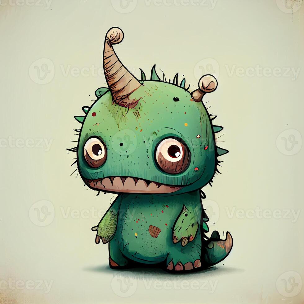 Cute hand drawn comic creature. photo