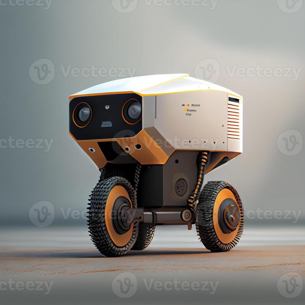 Delivery robot carrying plants. photo