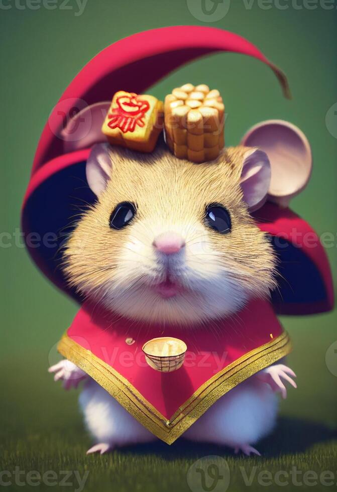 Cute little anthropomorphic hamster. photo