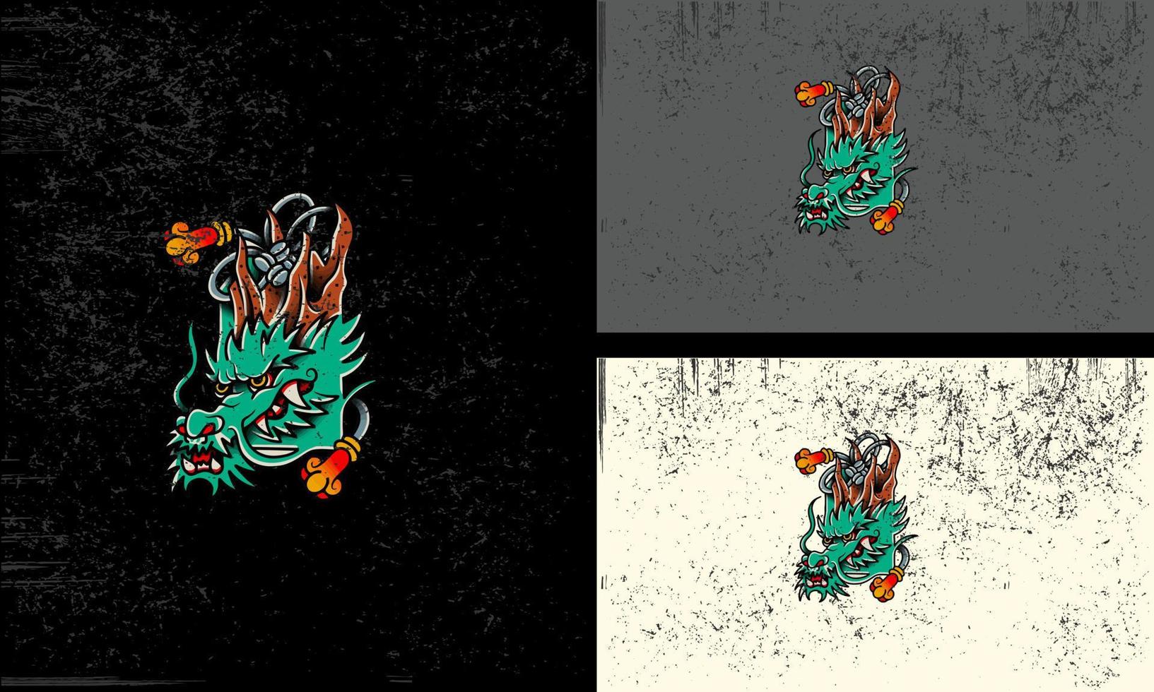 head green dragon vector illustration mascot design