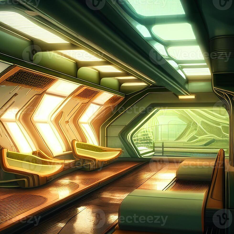 Futuristic spaceship interior. photo