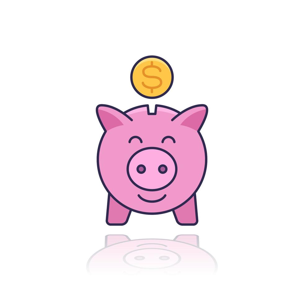piggy bank icon with outline vector