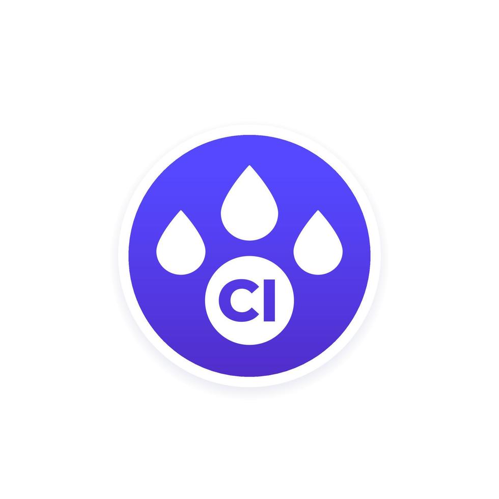Chlorine vector icon with drops