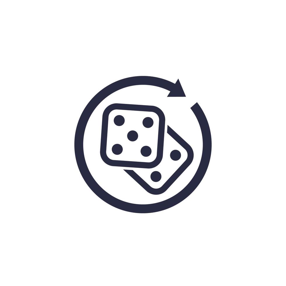 Dice icon with arrows on white vector