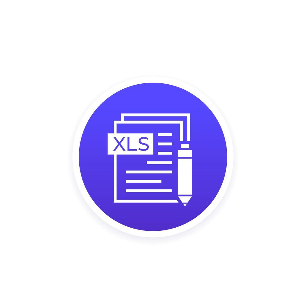 edit xls document round icon vector