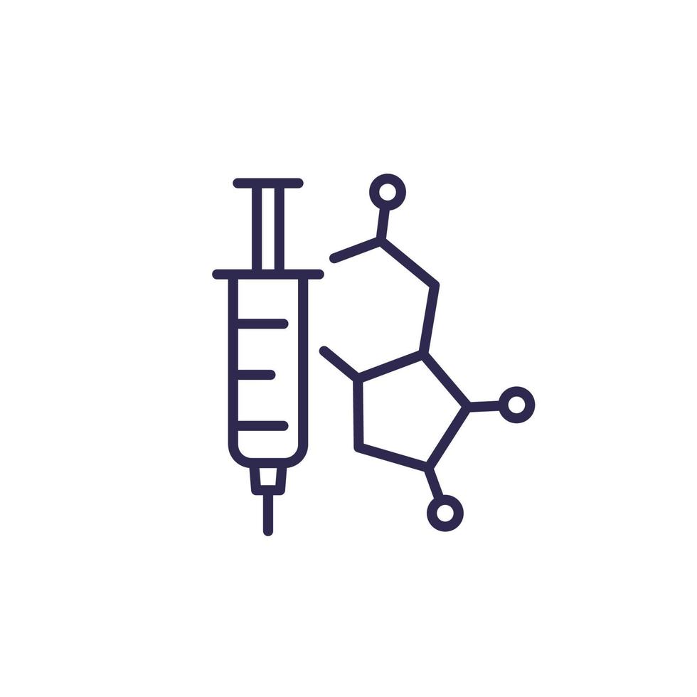 hormone therapy line icon with a syringe vector