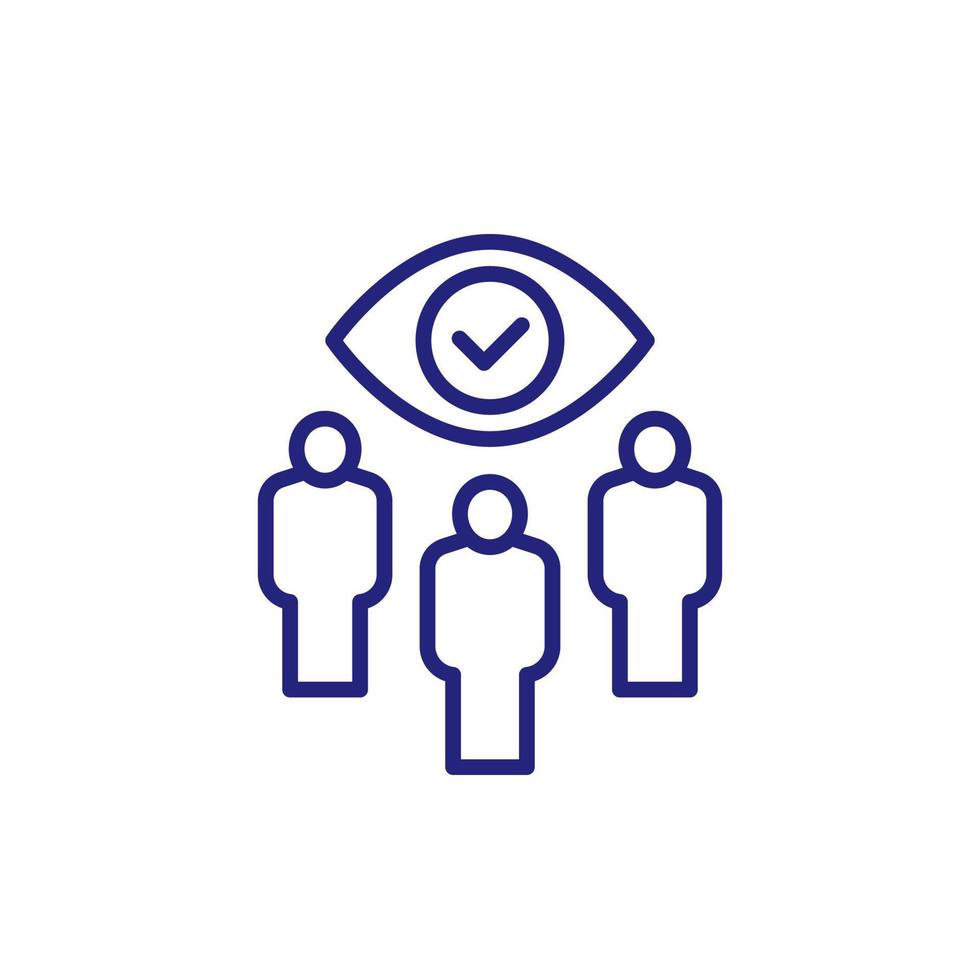 monitoring group line icon with people vector
