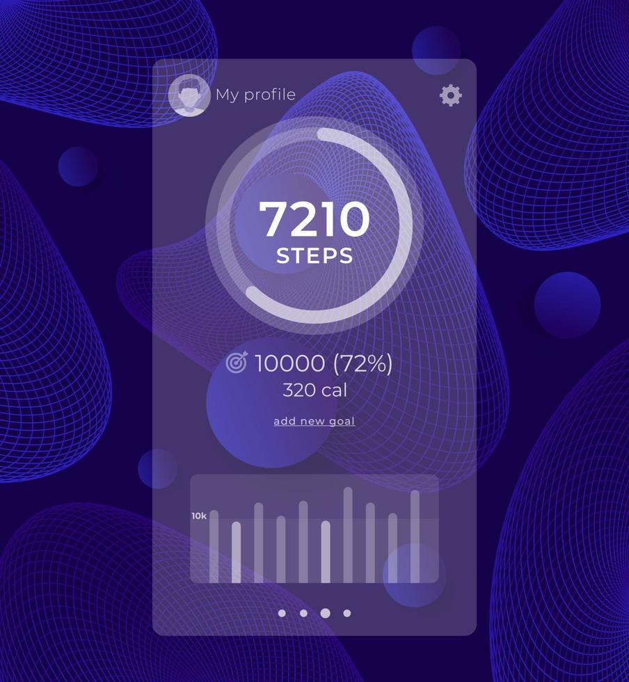 Fitness app, activity tracker and step counter ui design, mobile