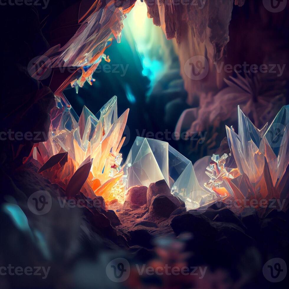 cave filled with lots of crystals and rocks. . photo