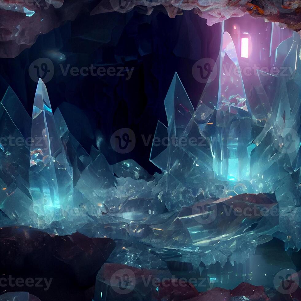 cave filled with lots of ice crystals. . photo