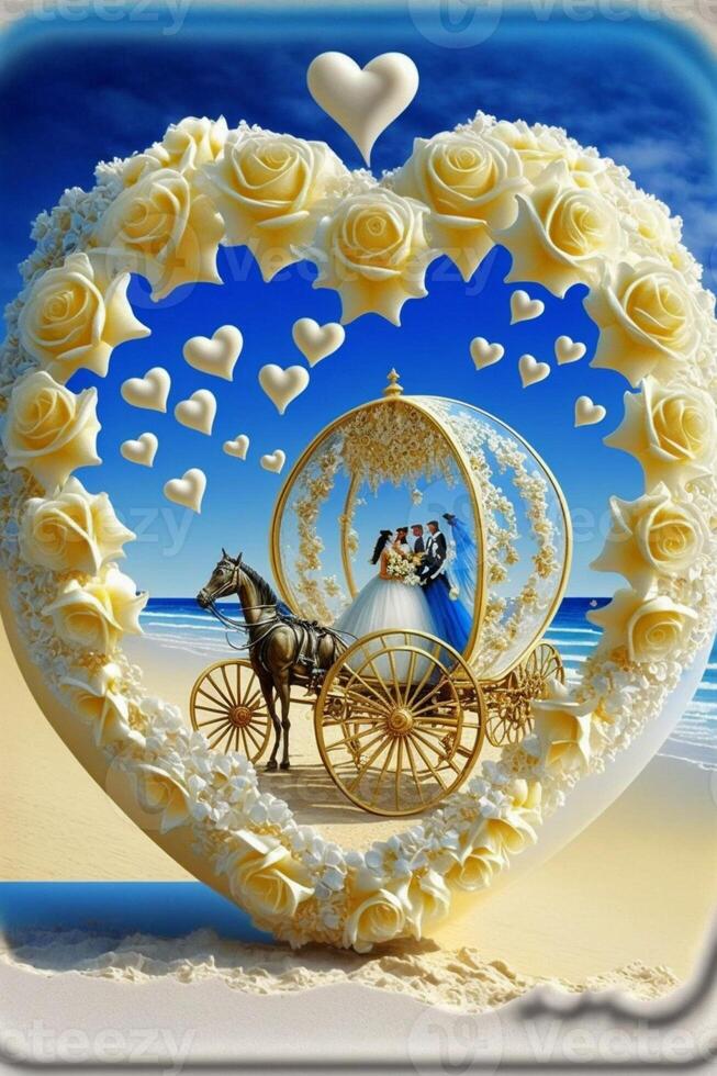 wedding cake in the shape of a heart. . photo