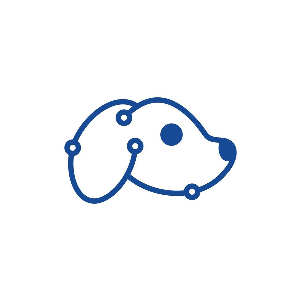 Dog head tech line simple logo vector