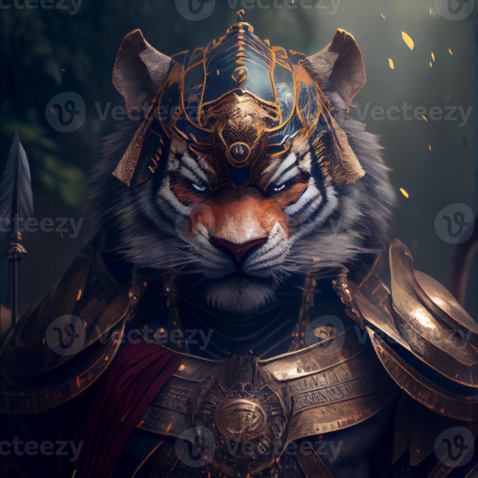 Powerful anthropamorphic tiger warrior. photo
