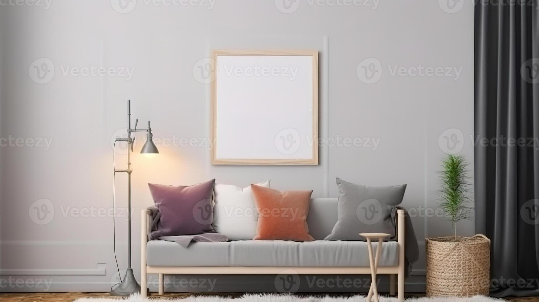 Horizontal wooden frame mock-up in children room. photo