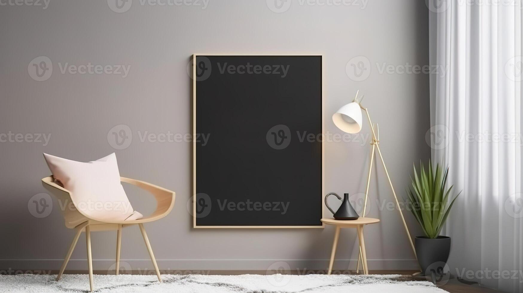 Canvas mockup in modern interior, Scandinavian style. photo