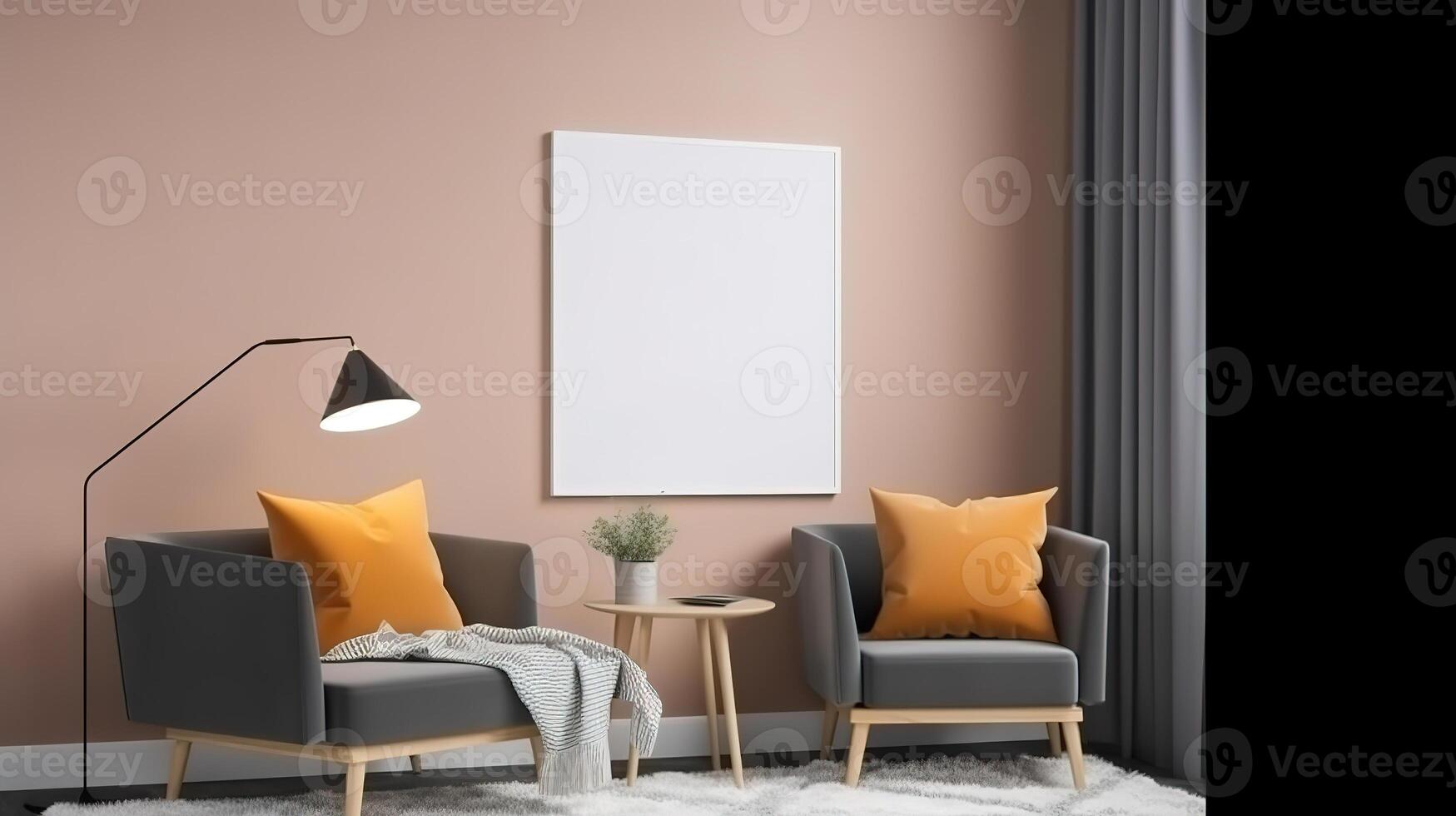 Canvas mockup in modern interior, Scandinavian style. photo