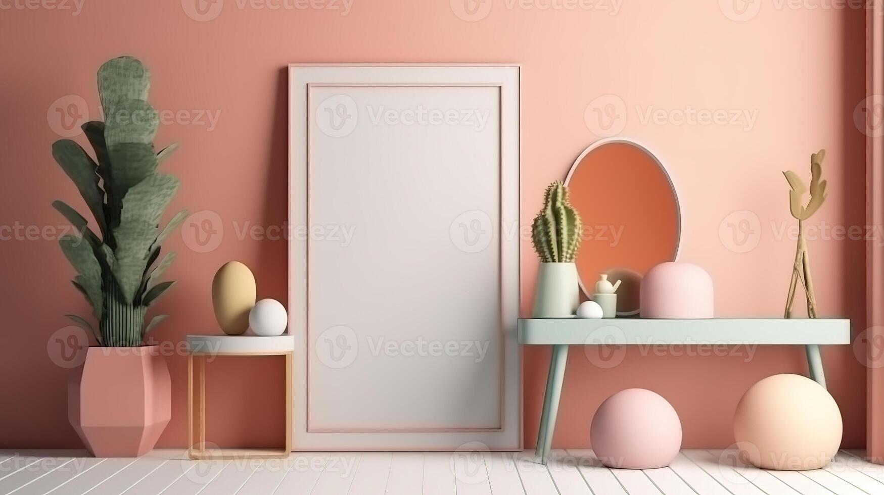 Frame mockup in modern home interior background. photo