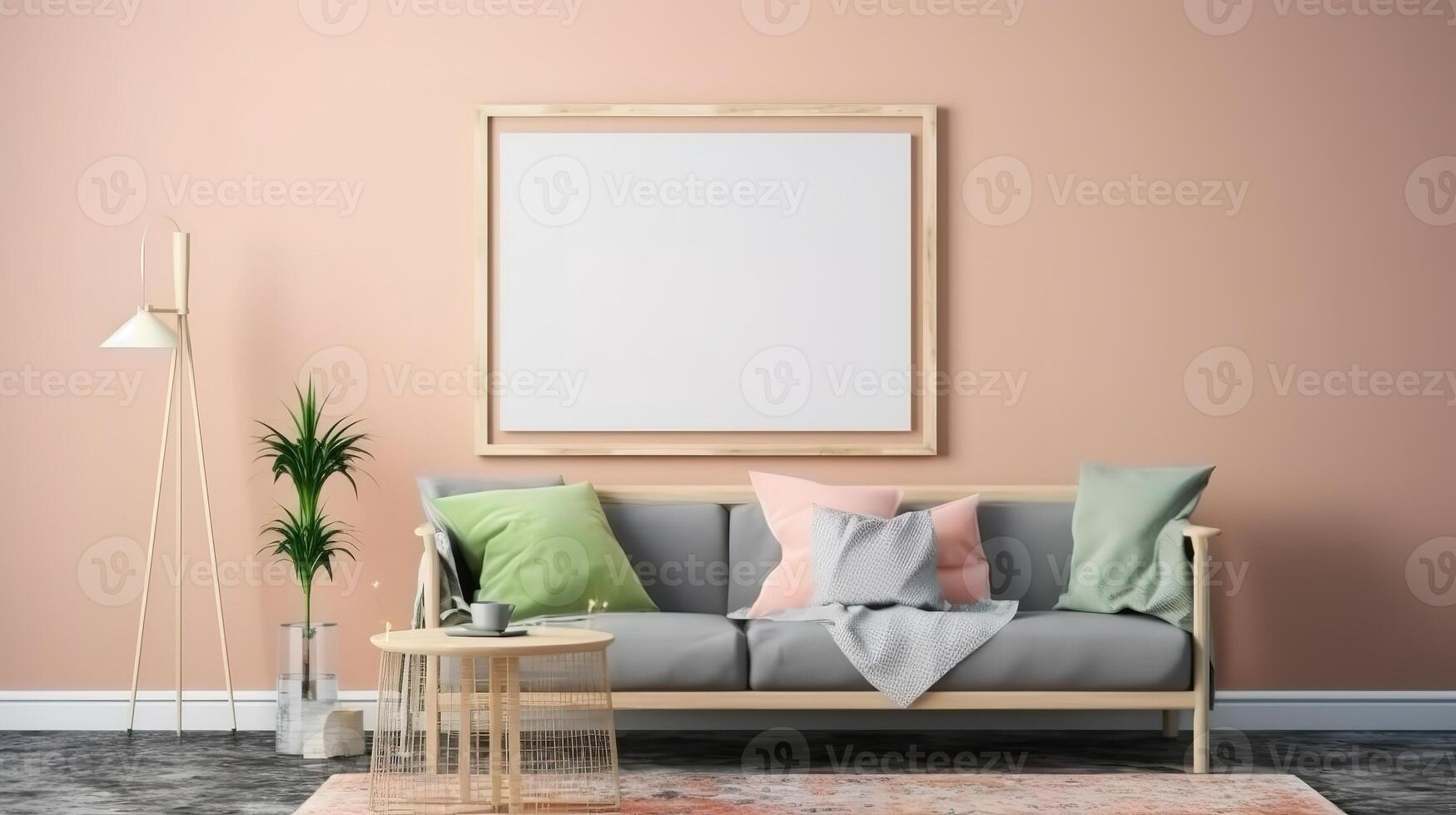 Horizontal wooden frame mock-up in children room. photo