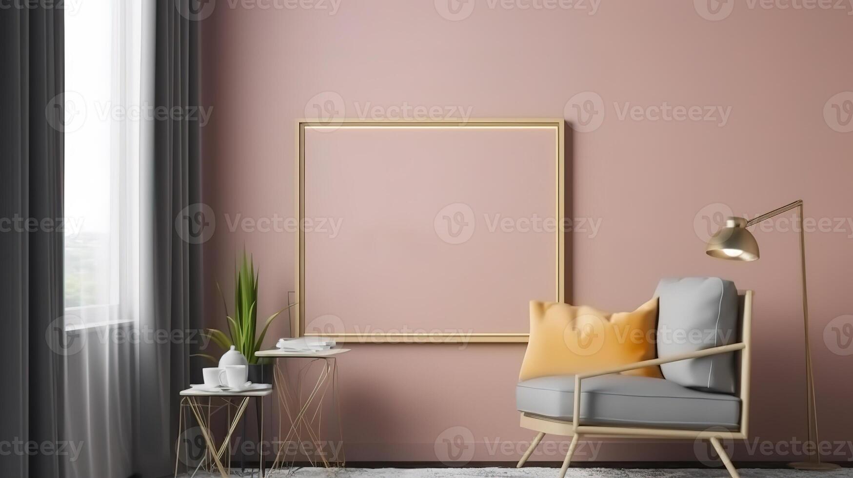 Frame mockup in modern home interior background. photo