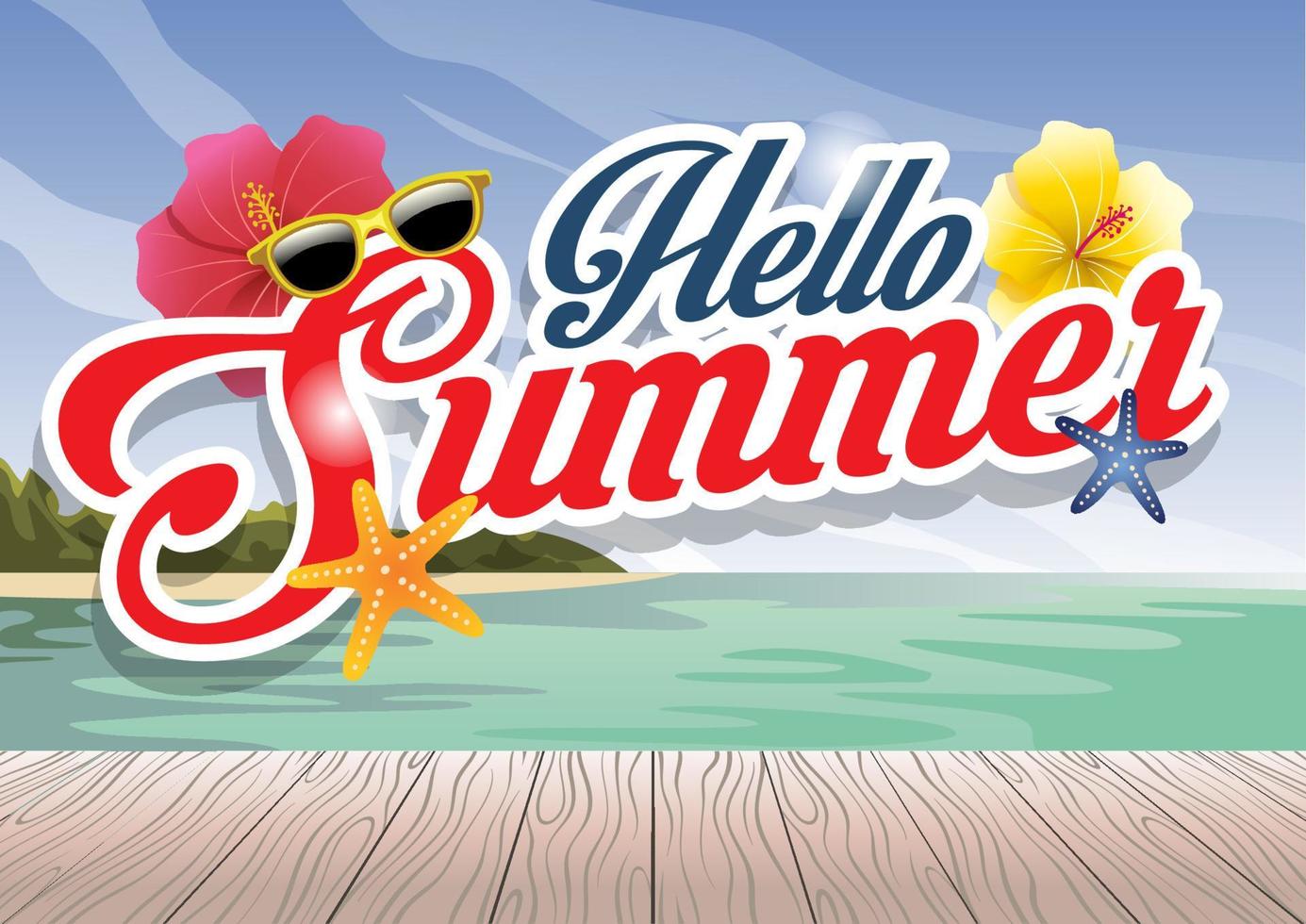 hello summer season greeting design vector