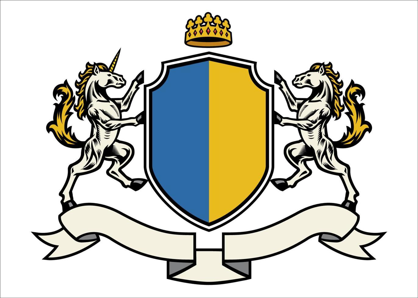 horse heraldry in classic coat of arms style vector