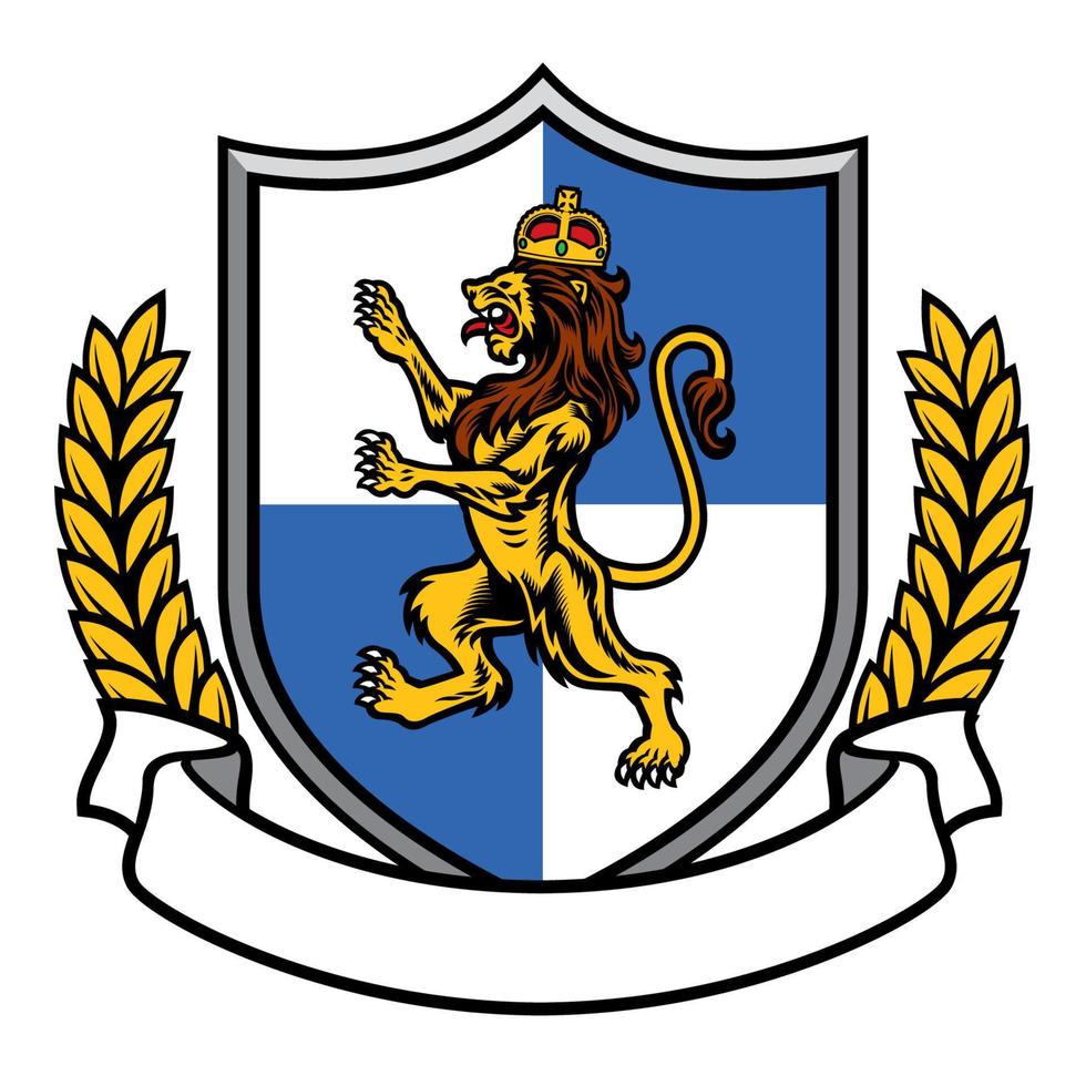 lion with crown heraldry vector