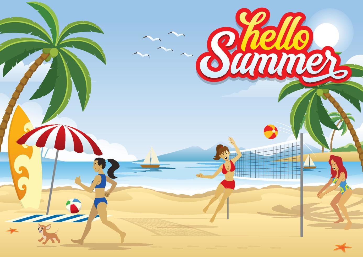 activities at the beach vector