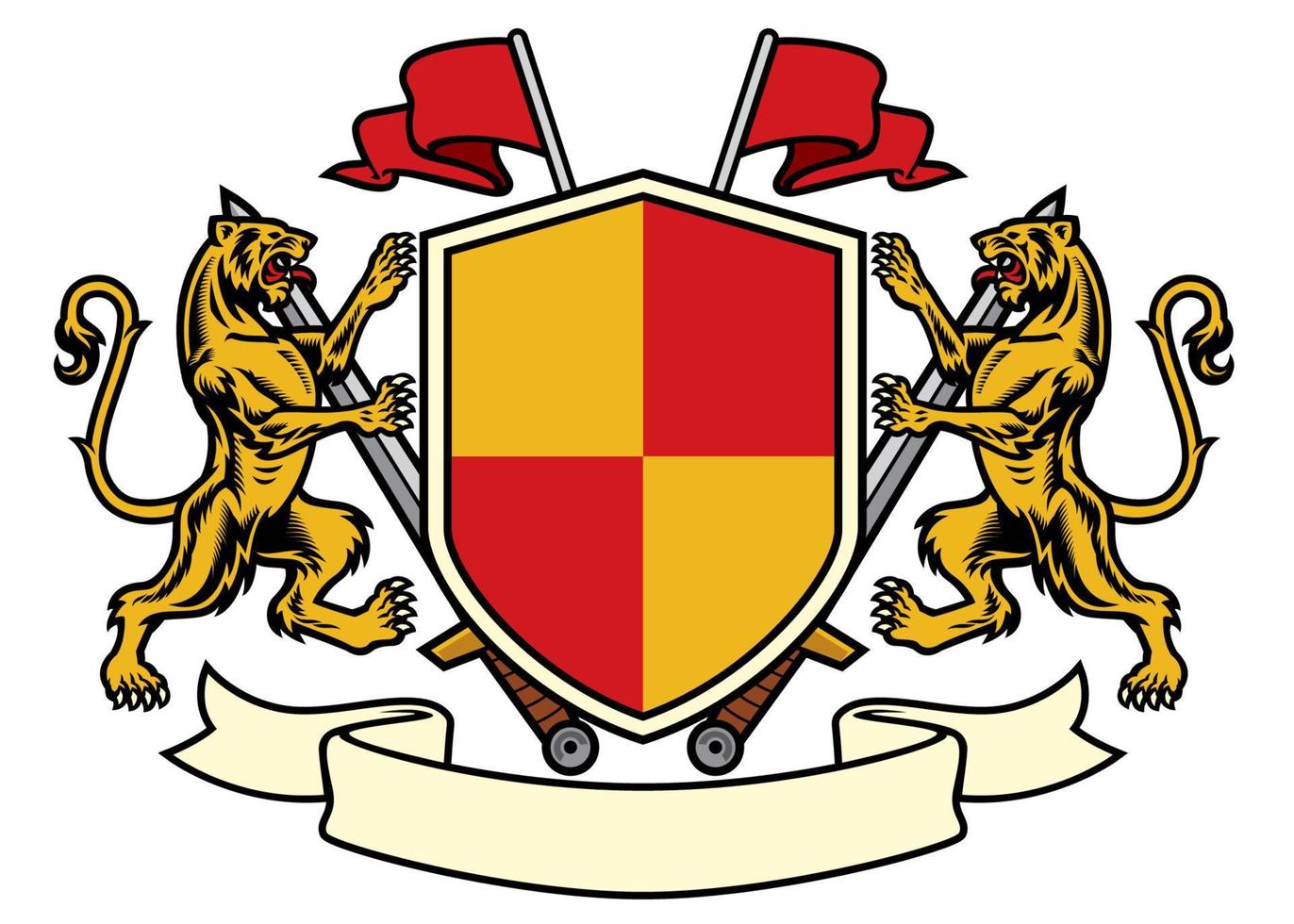 tiger heraldry in coat of arms style vector