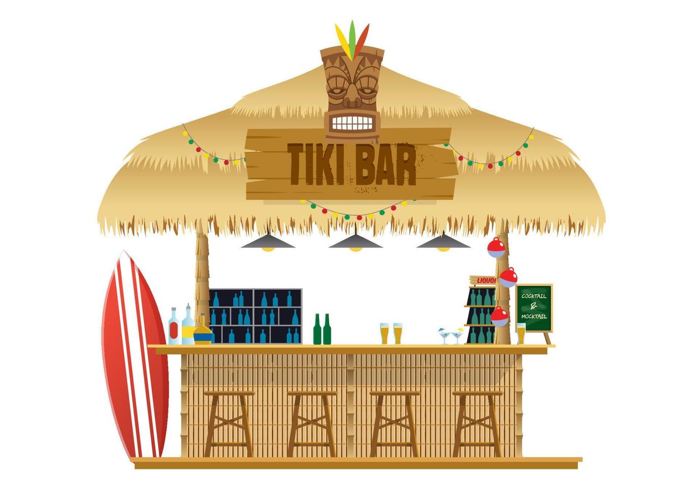 tiki bar at the beach vector