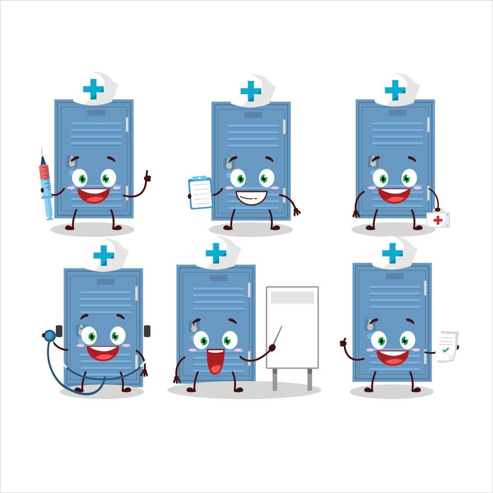 Doctor profession emoticon with locker cartoon character vector