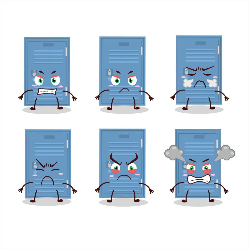 Locker cartoon character with various angry expressions vector