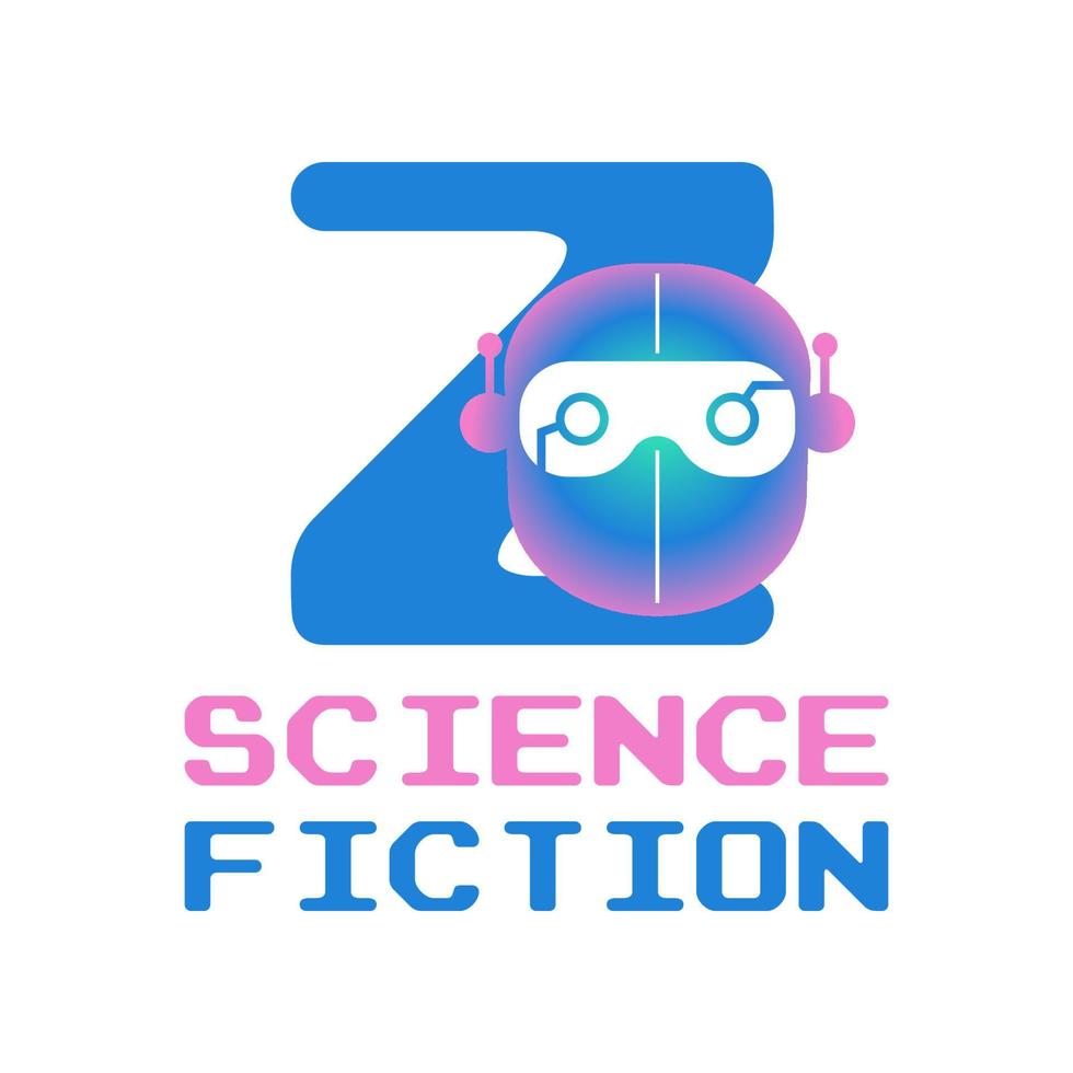 letter Z futuristic robot head digital vector logo design